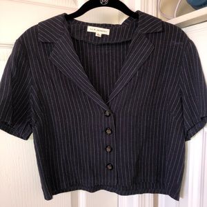 Dark Grey Striped Collared Shirt